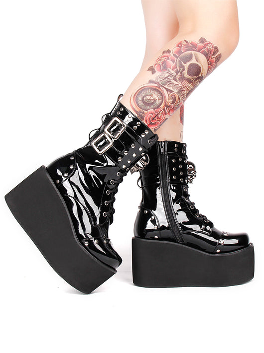 Botas Punk de Plataforma Alta con Calavera de Remaches y Cierre Lateral - Image 10