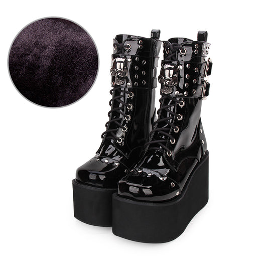 Botas Punk de Plataforma Alta con Calavera de Remaches y Cierre Lateral - Image 5