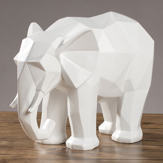 Elefante Geométrico de Resina - Decoración Artesanal Moderna