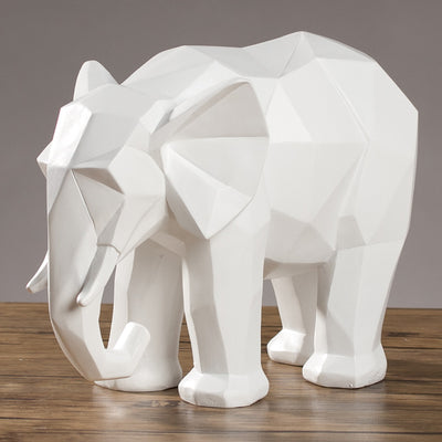 Elefante Geométrico de Resina - Decoración Artesanal Moderna