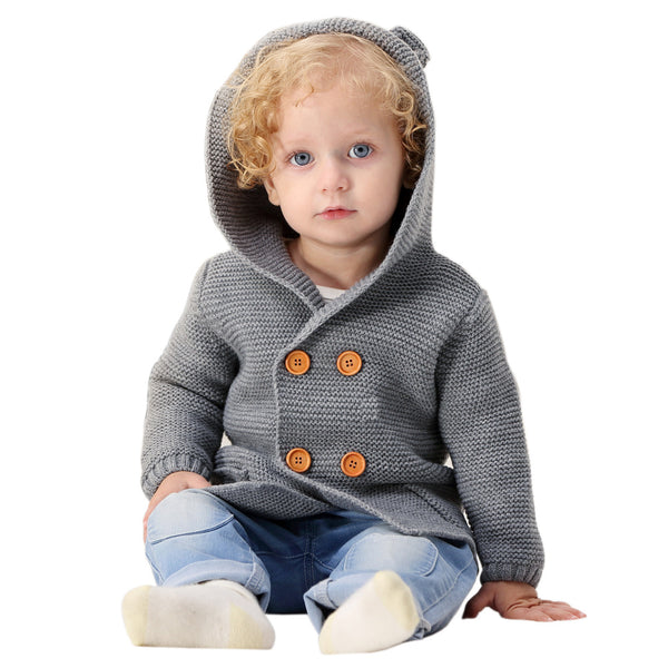 Cardigan con Capucha para Niños - Suéter Escolar Otoño Invierno