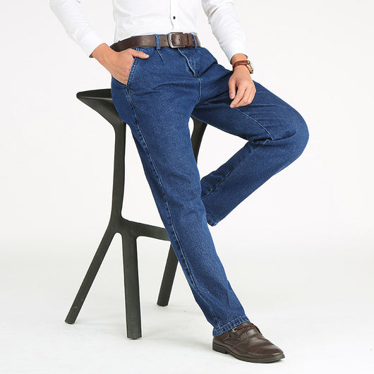 Pantalones Vaqueros Hombre Cintura Alta Rectos Elásticos