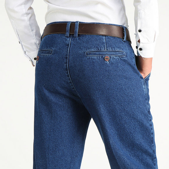 Pantalones Vaqueros Hombre Cintura Alta Rectos Elásticos