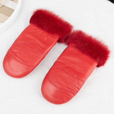 Guantes de Cuero para Mujer Invierno Acolchados Cálidos Ciclismo Casual