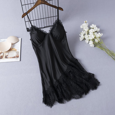 Camisón Sensual de Seda Helada con Tirantes Ajustables