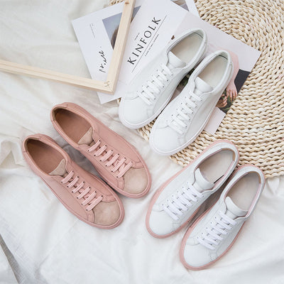 Zapatillas Blancas Coreanas de Cuero - Tenis Casuales Planos para Mujer - Image 12