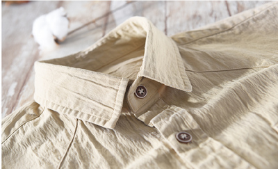 Camisa de Algodón Puro Manga Larga Estilo Coreano Verde Militar Slim Fit Hombre - Image 17
