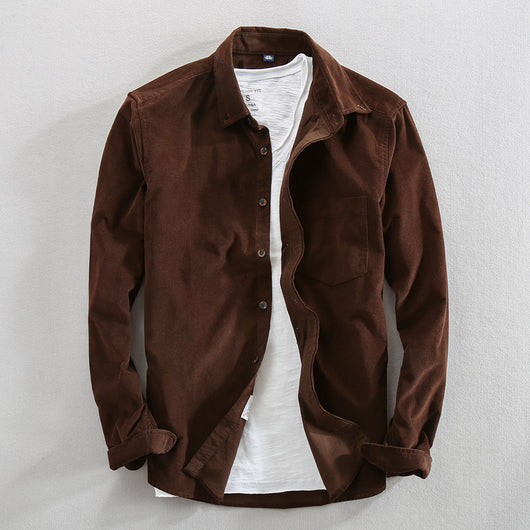 Camisa Casual de Pana Japonesa Retro Algodón Desteñido Hombre - Image 15