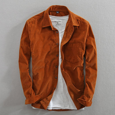 Camisa Casual de Pana Japonesa Retro Algodón Desteñido Hombre - Image 19