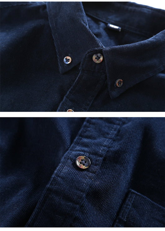 Camisa Casual de Pana Japonesa Retro Algodón Desteñido Hombre - Image 9