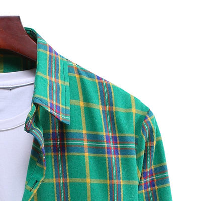 Camisa Casual de Cuadros con Solapa y Manga Larga - Image 27