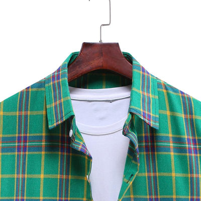 Camisa Casual de Cuadros con Solapa y Manga Larga - Image 29