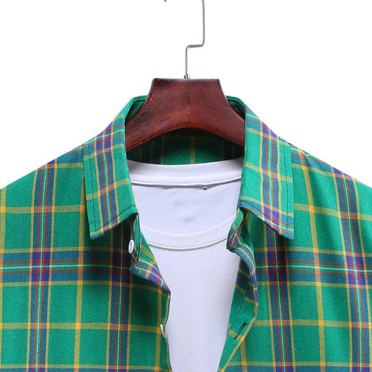 Camisa Casual de Cuadros con Solapa y Manga Larga - Image 29