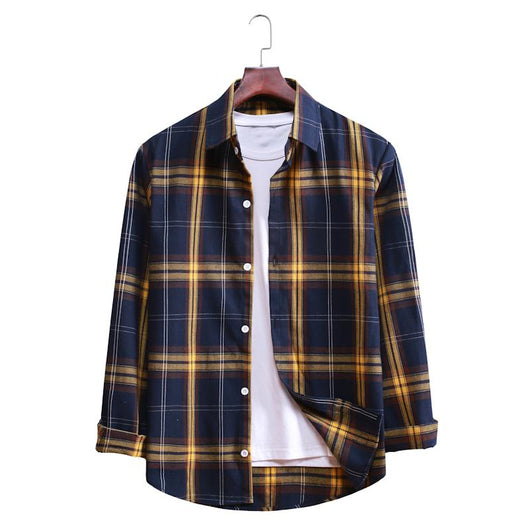 Camisa Casual de Cuadros con Solapa y Manga Larga - Image 26