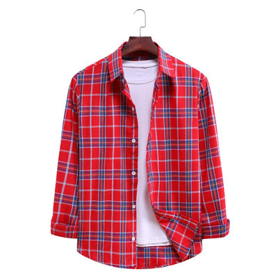 Camisa Casual de Cuadros con Solapa y Manga Larga - Image 32
