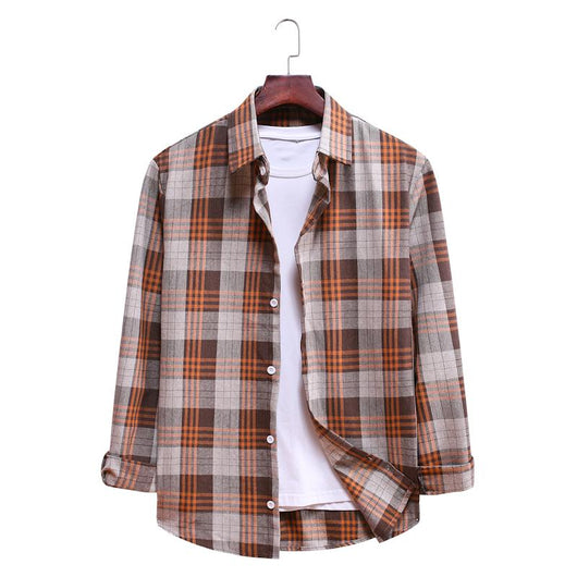Camisa Casual de Cuadros con Solapa y Manga Larga - Image 36