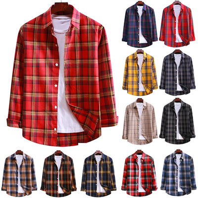 Camisa Casual de Cuadros con Solapa y Manga Larga - Image 34