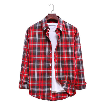 Camisa Casual de Cuadros con Solapa y Manga Larga - Image 35