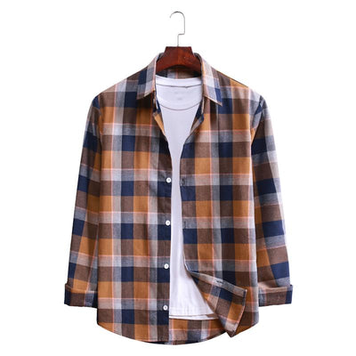 Camisa Casual de Cuadros con Solapa y Manga Larga - Image 43