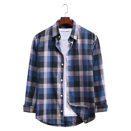 Camisa Casual de Cuadros con Solapa y Manga Larga - Image 41