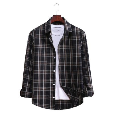 Camisa Casual de Cuadros con Solapa y Manga Larga - Image 47