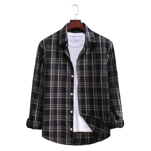 Camisa Casual de Cuadros con Solapa y Manga Larga - Image 47