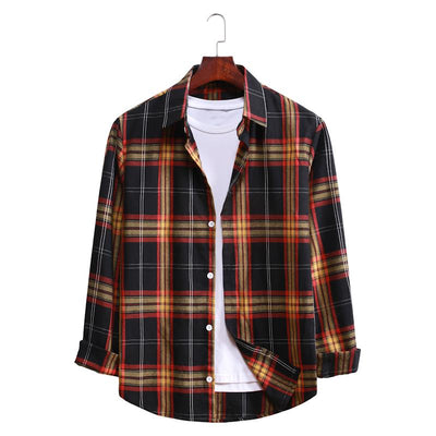 Camisa Casual de Cuadros con Solapa y Manga Larga - Image 48