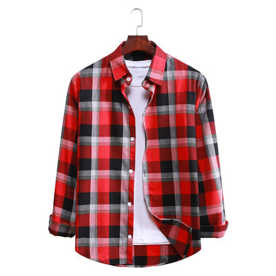 Camisa Casual de Cuadros con Solapa y Manga Larga - Image 51