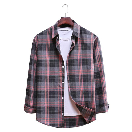 Camisa Casual de Cuadros con Solapa y Manga Larga - Image 52