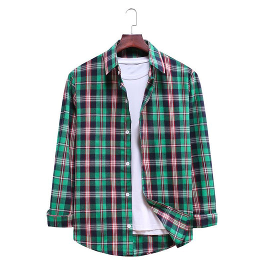 Camisa Casual de Cuadros con Solapa y Manga Larga - Image 20