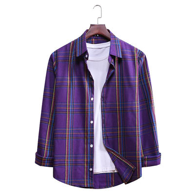 Camisa Casual de Cuadros con Solapa y Manga Larga - Image 13