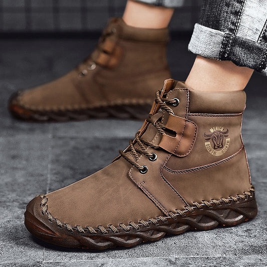 Botas de Trabajo Retro con Estilo Casual de Caña Alta