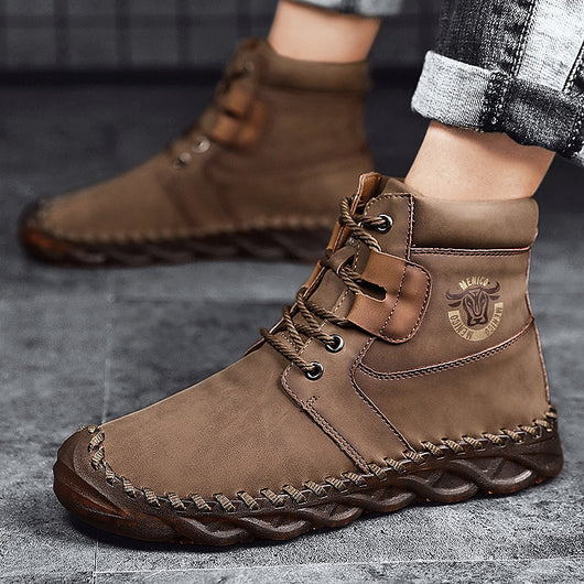 Botas de Trabajo Retro con Estilo Casual de Caña Alta