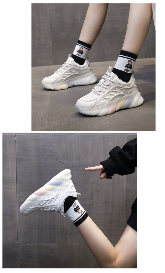 Tenis Blancos Estilo Coreano Arcoíris Casual Trendy - Image 9