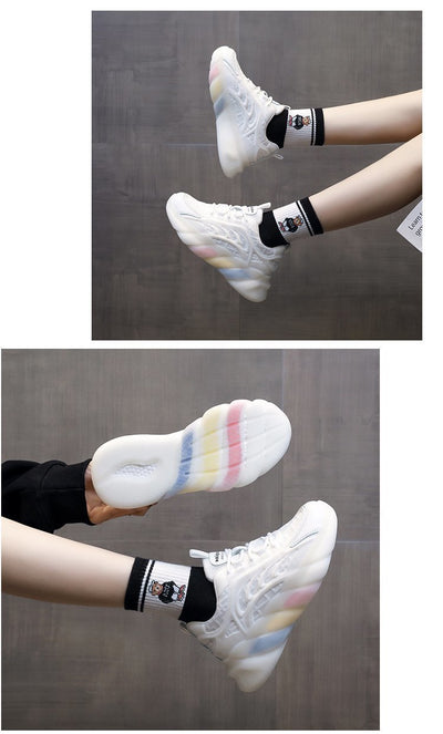 Tenis Blancos Estilo Coreano Arcoíris Casual Trendy - Image 13