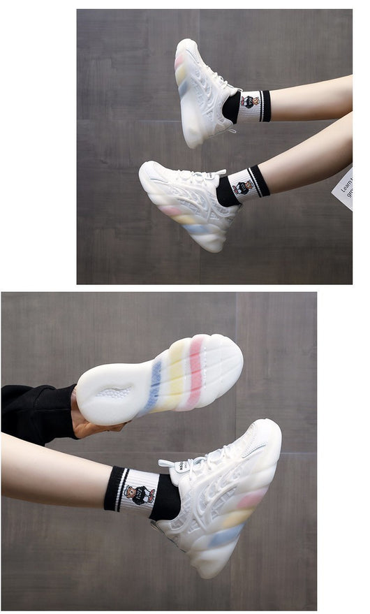 Tenis Blancos Estilo Coreano Arcoíris Casual Trendy - Image 13