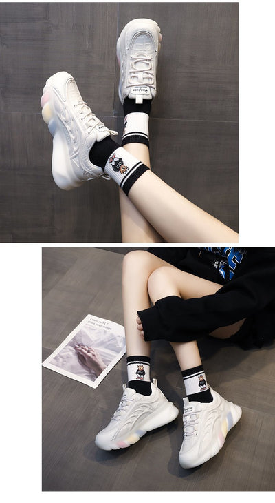 Tenis Blancos Estilo Coreano Arcoíris Casual Trendy - Image 11