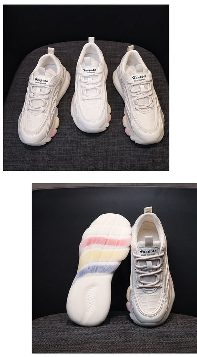 Tenis Blancos Estilo Coreano Arcoíris Casual Trendy - Image 15