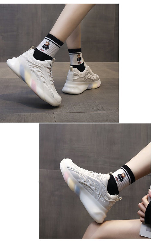 Tenis Blancos Estilo Coreano Arcoíris Casual Trendy - Image 22