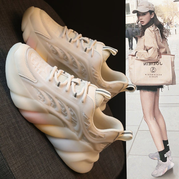 Tenis Blancos Estilo Coreano Arcoíris Casual Trendy