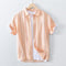 Camisa de Lino a Rayas para Hombre - Manga Corta Casual