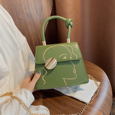Bolso Cuadrado Retro con Estampado de Contorno Facial - Image 13