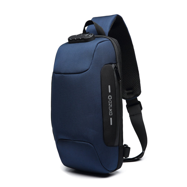 Bolsa Deportiva Cruzada Coreana para Hombre - Mochila Pecho USB - Image 3
