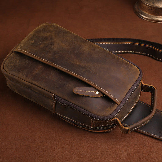 Bolsa de Pecho Pequeña en Cuero de Caballo Premium para Hombre - Image 11