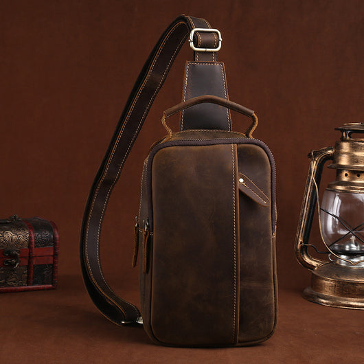 Bolsa de Pecho Pequeña en Cuero de Caballo Premium para Hombre - Image 10