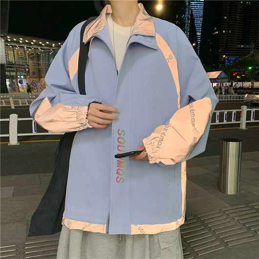 Chaqueta Reflectante con Bloques de Color y Cuello Mao para Hombre - Image 10