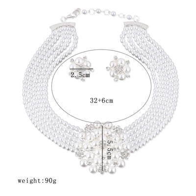 Conjunto de Collar y Aretes de Copo de Nieve con Perlas y Cristales - Image 6