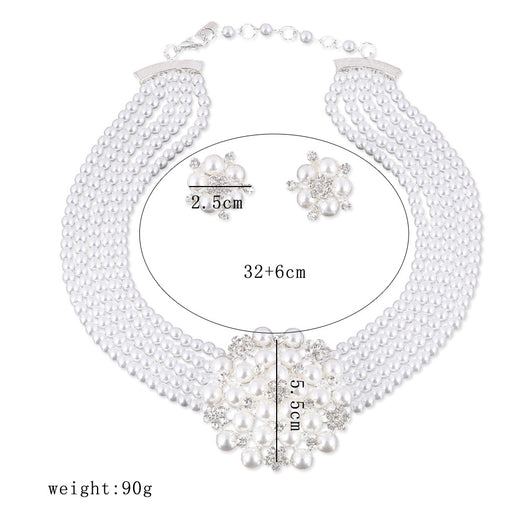 Conjunto de Collar y Aretes de Copo de Nieve con Perlas y Cristales - Image 6