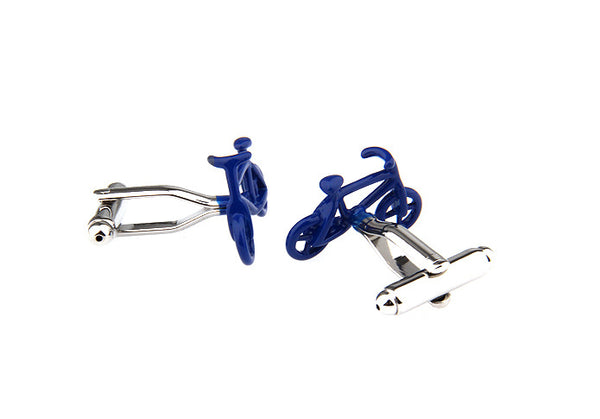 Gemelos Personalizados Bicicleta Azul - Camisas de Puño Francés