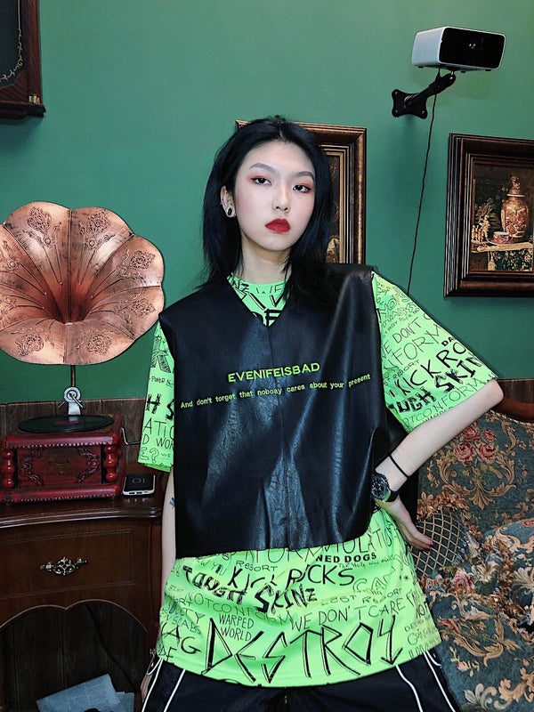 Camiseta Estampada con Letras de Manga Corta